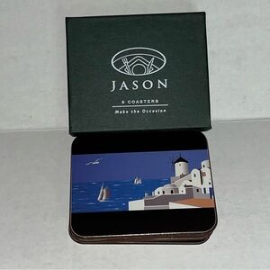 Jason Coastal Scene Indigo Skies 6 Piece Coasters Set‎ New in Box